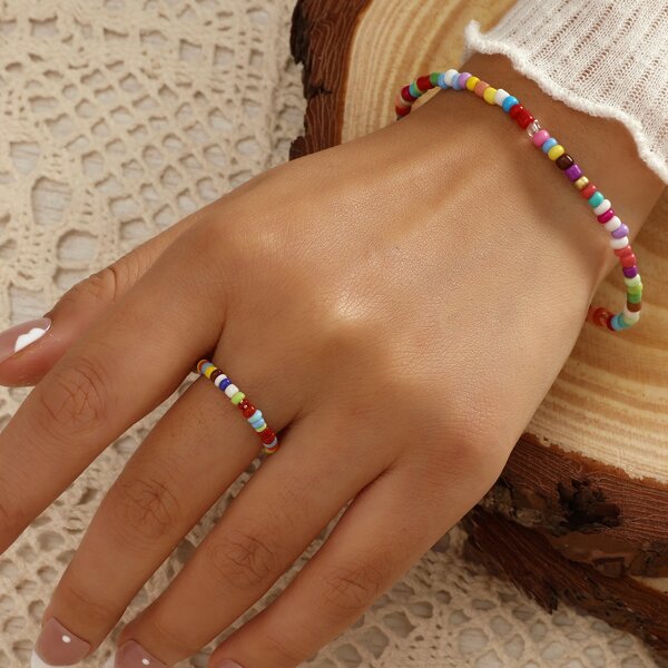 

2pcs Beaded Jewelry Set, Multicolor