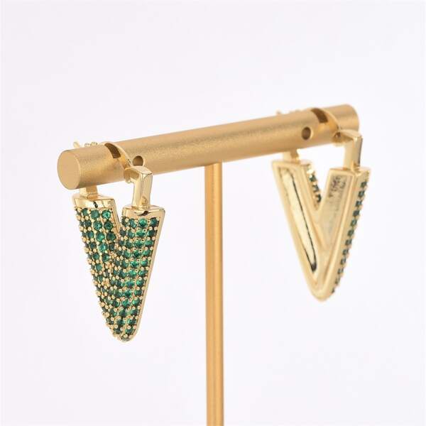 

18K Gold Plated Zircon Letter Hoop Earrings