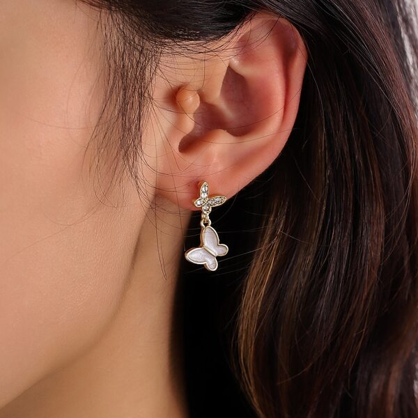 

Rhinestone Detail Butterfly Earrings, Gold