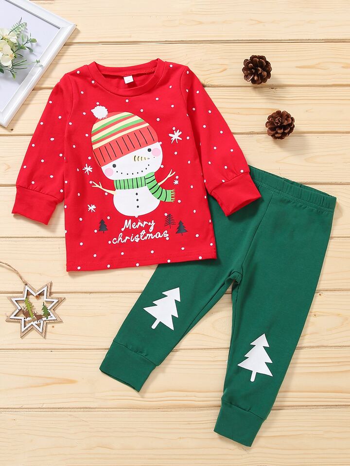 Baby Christmas Print Sweatshirt With Joggers | SHEIN UK