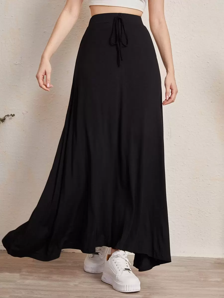 Mulvari Tie Waist Maxi Skirt - Black - View 1