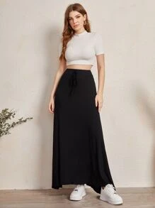 Mulvari Tie Waist Maxi Skirt - Black - View 4