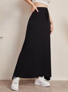 Mulvari Tie Waist Maxi Skirt - Black - View 5