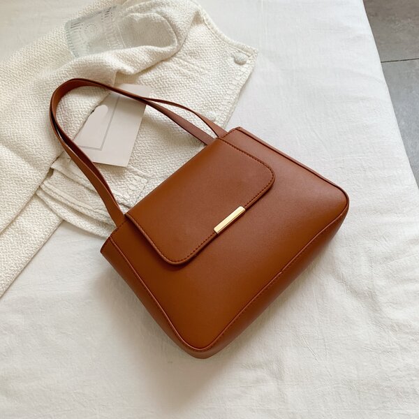 

Minimalist Flap Shoulder Bag, Brown