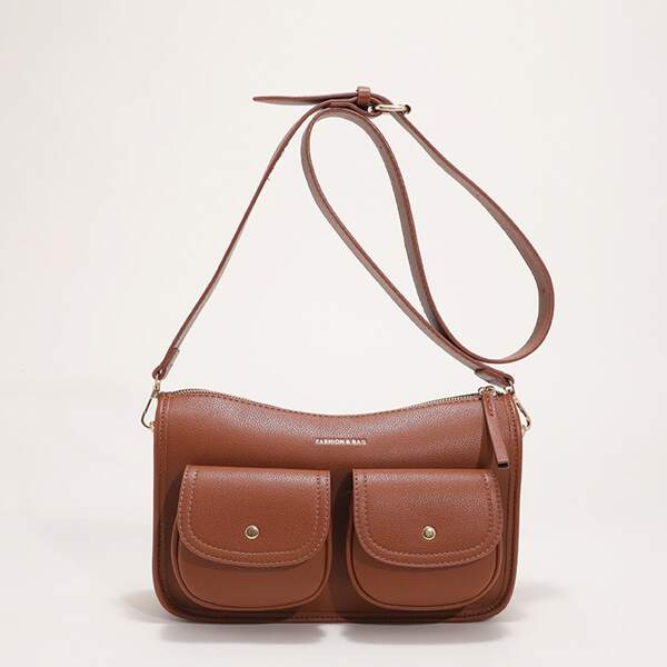 

Letter Graphic Crossbody Bag, Brown