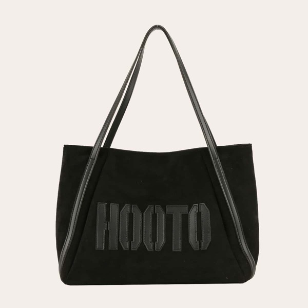 

Letter Graphic Shoulder Tote Bag, Black