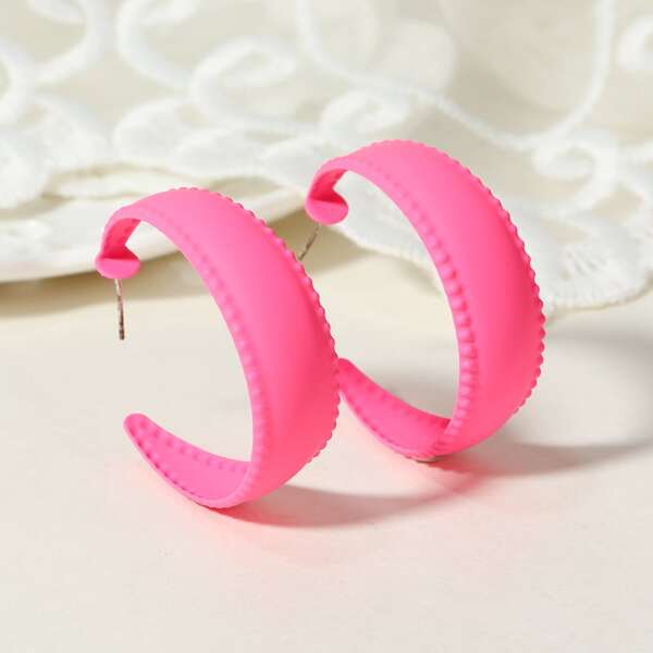 

Solid Open Hoop Earrings, Pink