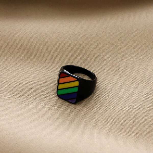 

Rainbow Stripe Ring, Black
