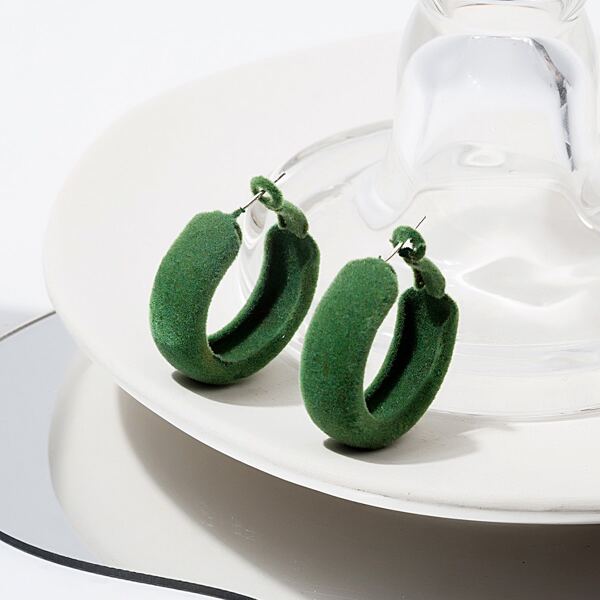 

Simple Hoop Earrings, Green