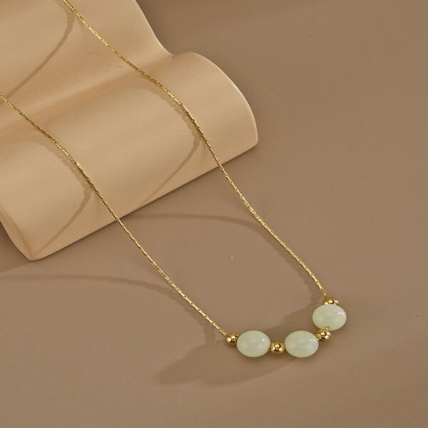 

Stone Bead Decor Necklace, Gold