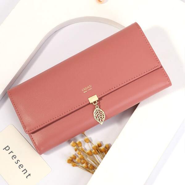 

Metallic Graphic Flap Long Wallet, Pink