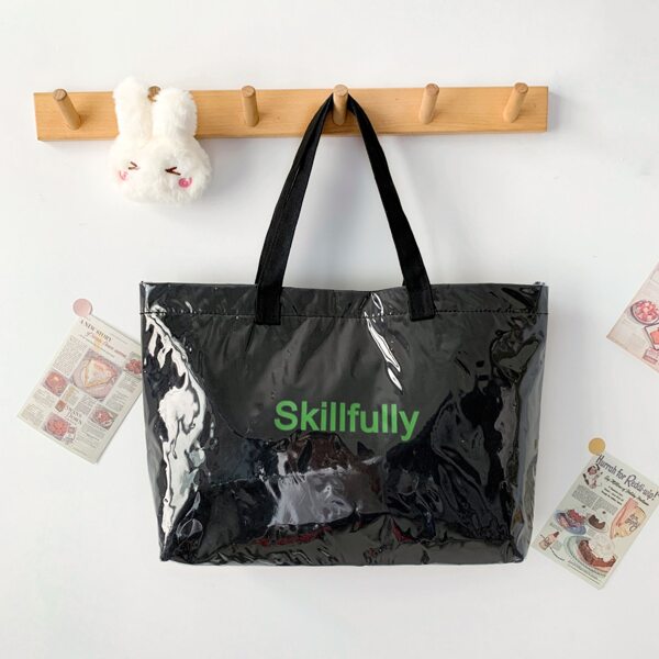 

Letter Graphic Shoulder Tote Bag, Black