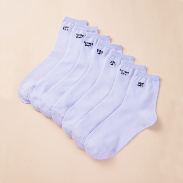 

7pairs Letter Pattern Socks, White