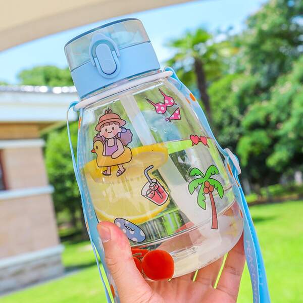 

Cartoon Graphic Water Bottle, Blue