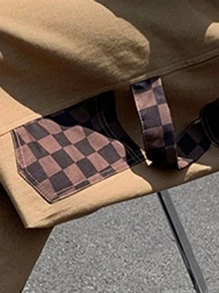 Manfinity Loose Men's Checker Print Pants With Contrast Panel And Strap Details