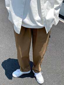 Manfinity Loose Men's Checker Print Pants With Contrast Panel And Strap Details