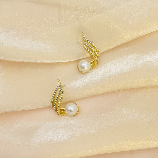 

Faux Pearl Decor Earrings, Gold