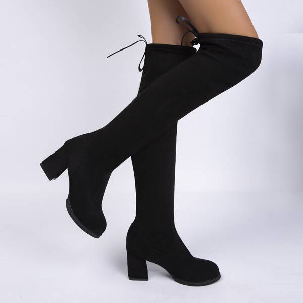 

Minimalist Lace Up Decor Chunky Boots, Black