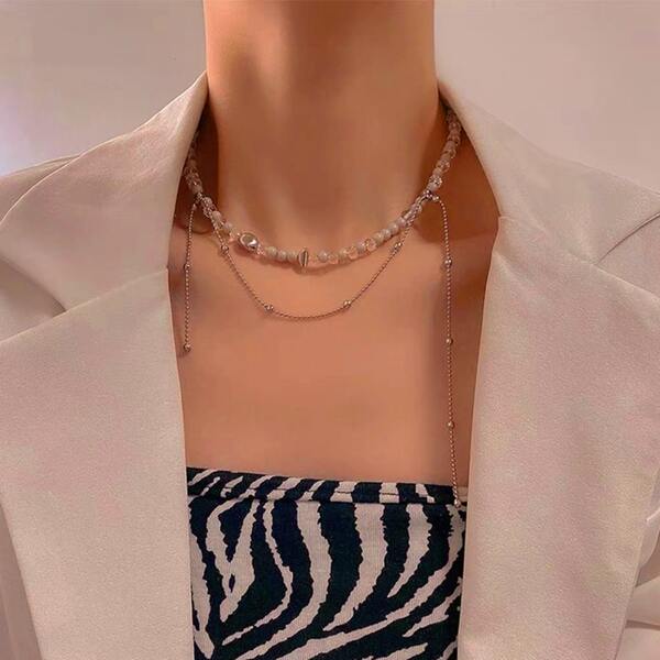 

Bead Decor Necklace, Multicolor