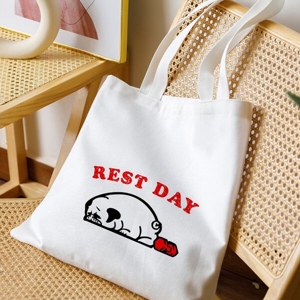 

Letter Graphic Canvas Shopper Bag, Multicolor