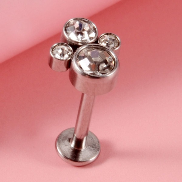 

Rhinestone Decor Labret Lip Ring, Silver