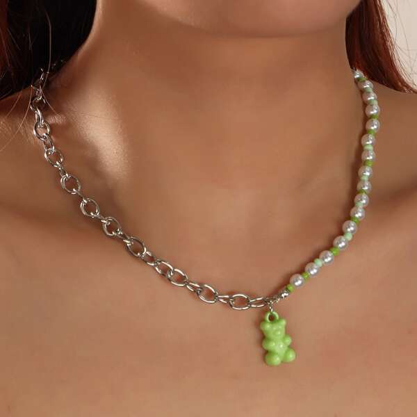 

Bear Charm Necklace, Multicolor