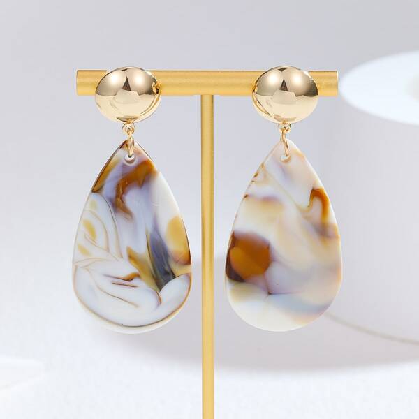 

Color Block Water Drop Earrings, Multicolor