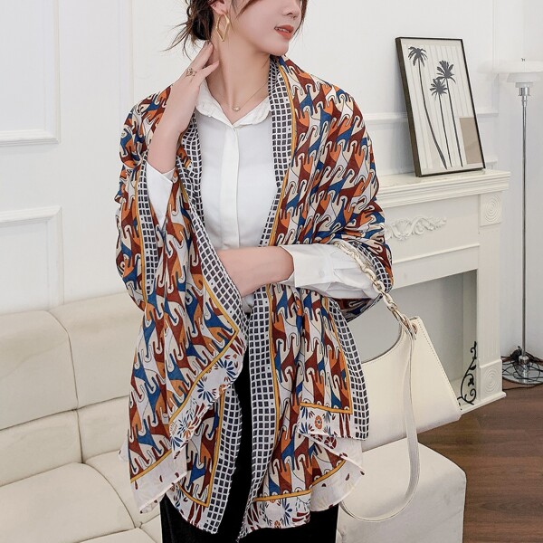 

Graphic Shawl Scarf, Multicolor