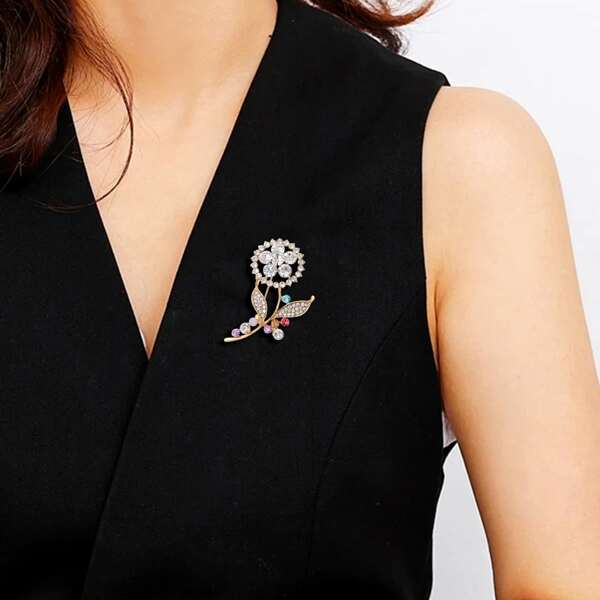 

Rhinestone Flower Brooch, Multicolor