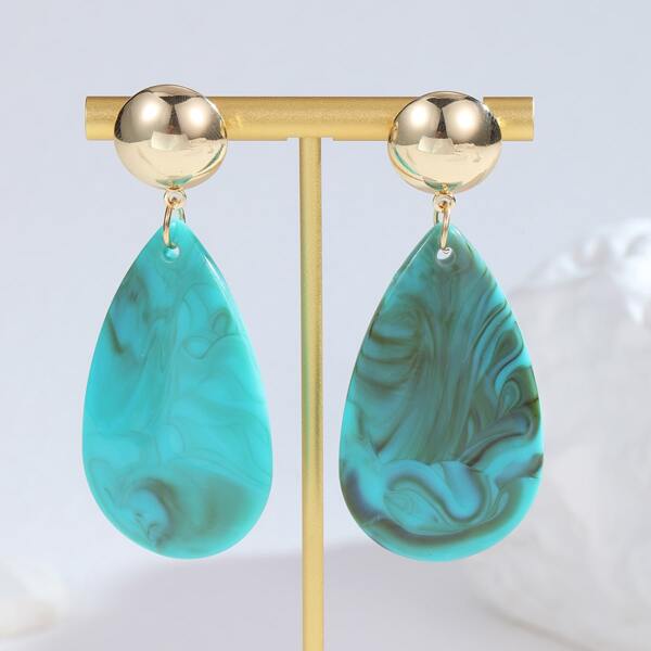 Water-drop Earrings, Blue