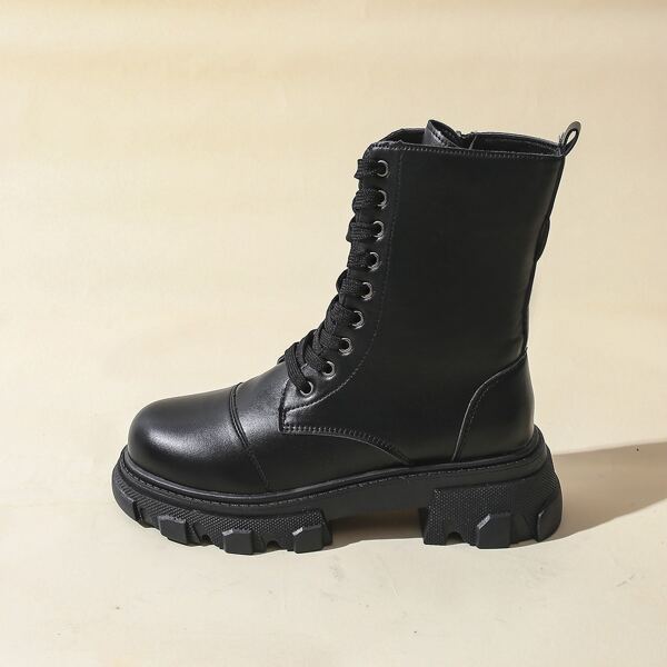 

Minimalist Lace Up Front Combat Boots, Black