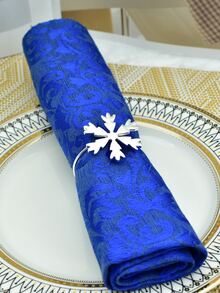 1 pieza Anillo de servilleta con diseño de copo de nieve - Plateado - Ver 4