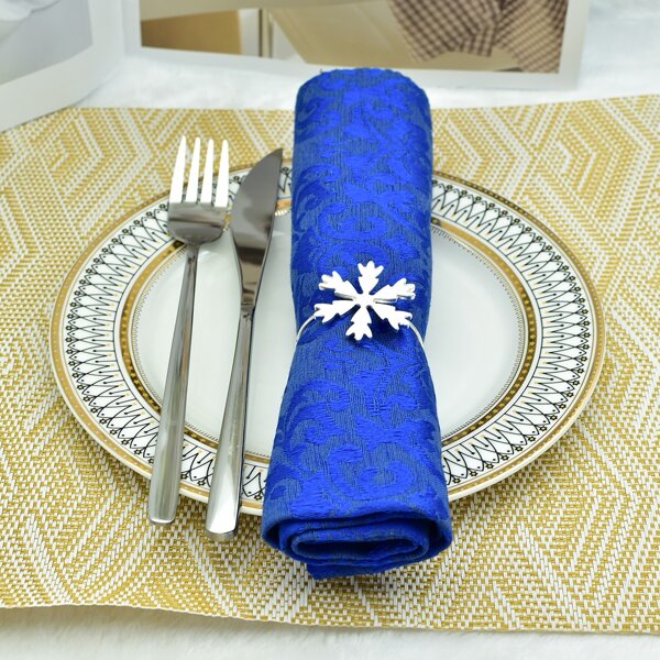 

1pc Snowflake Design Napkin Ring, Silver