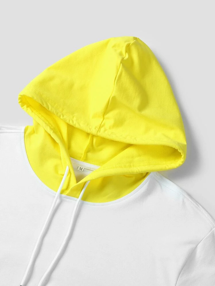 Men Colorblock Eye And Slogan Graphic Hoodie - Multicolor - View 7