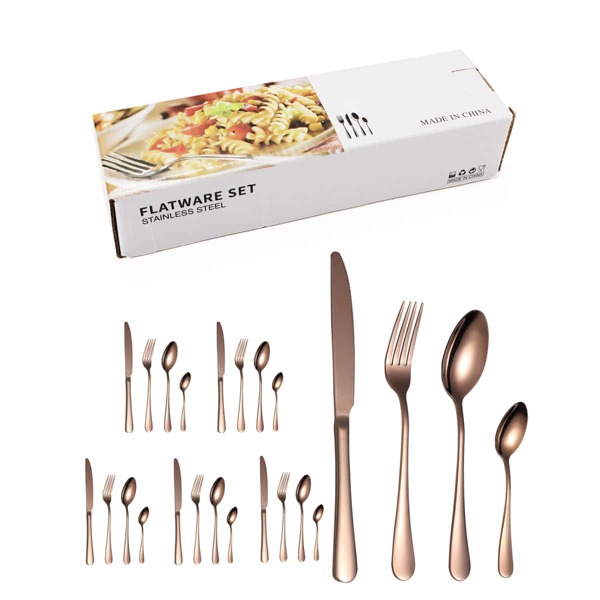 

24pcs Stainless Steel Cutlery Set, Rose gold