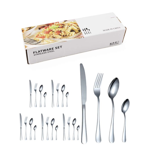 

24pcs Stainless Steel Cutlery Set, Silver