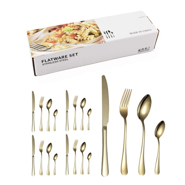 

20pcs Stainless Steel Cutlery Set, Gold