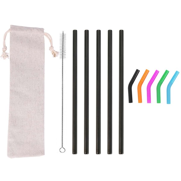

12pcs Straw & Cleaning Brush Set, Black