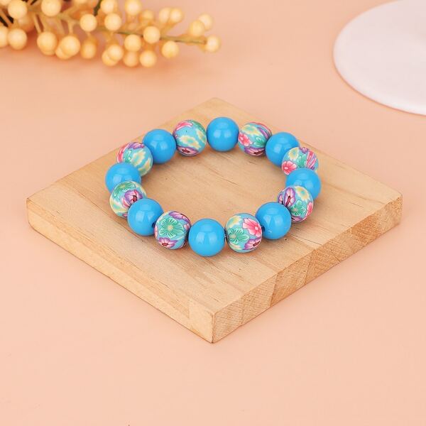 

Flower Print Beaded Bracelet, Multicolor
