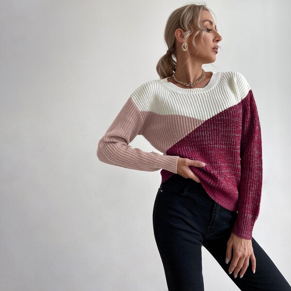 

Color Block Drop Shoulder Sweater, Multicolor