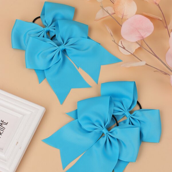 

4pcs Girls Bow Decor Hair Tie, Blue