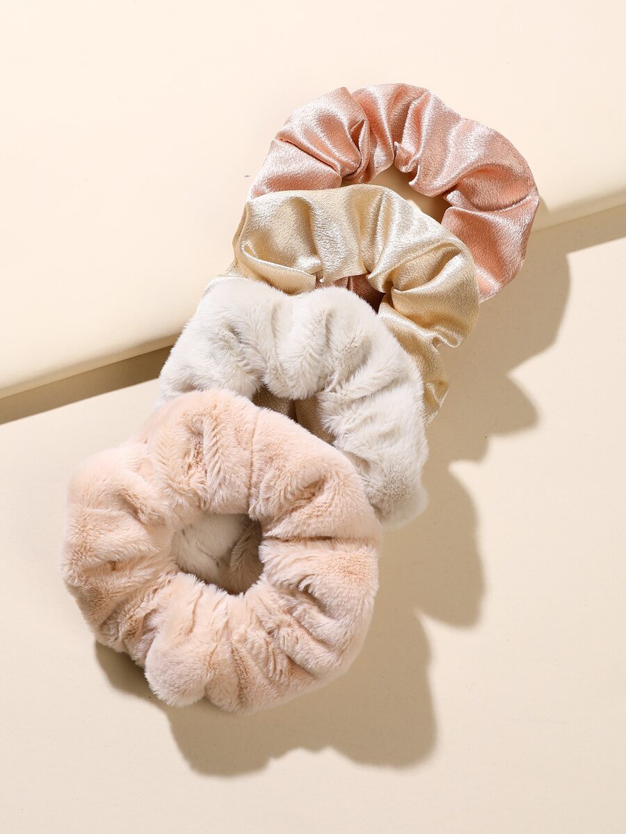 4pcs Toddler Girls Solid Scrunchie - Multicolor - View 1