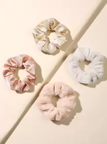 4pcs Toddler Girls Solid Scrunchie - Multicolor - View 2