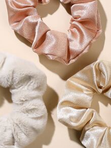 4pcs Toddler Girls Solid Scrunchie - Multicolor - View 3