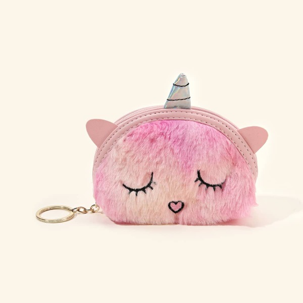 

Cartoon Design Fluffy Coin Purse, Pink