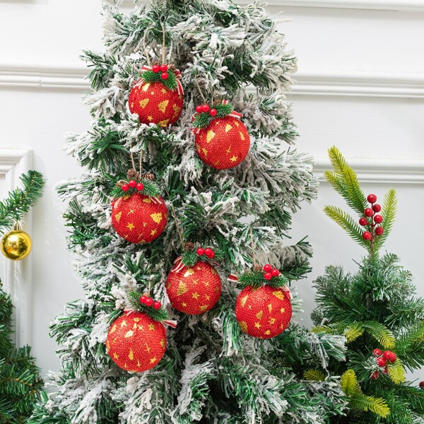 

2pcs Christmas Tree Decorative Ball, Red