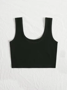 Plain Rib Bralet - Black - View 2