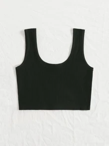 Plain Rib Bralet - Black - View 3