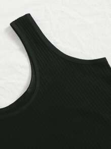 Plain Rib Bralet - Black - View 5