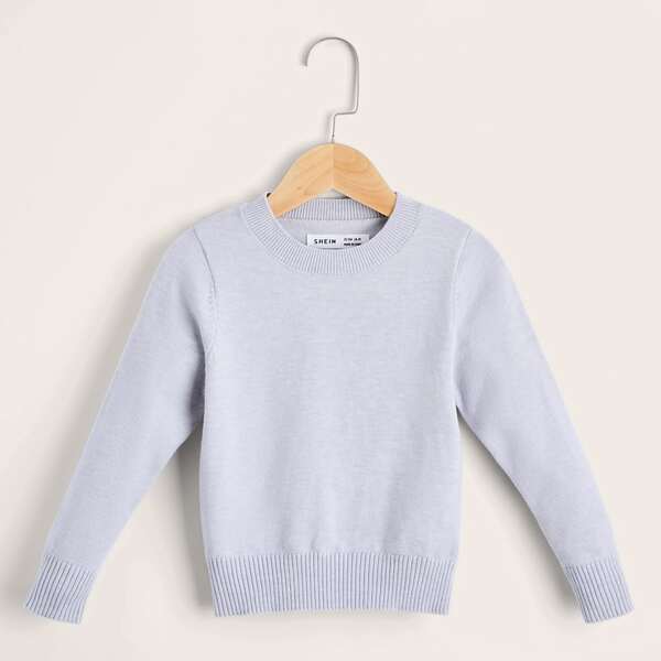 

Toddler Girls Solid Round Neck Sweater, Grey